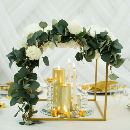 

2 Pack | 16 Square Gold Metal Frame Wedding Flower Stands Geometric Centerpieces