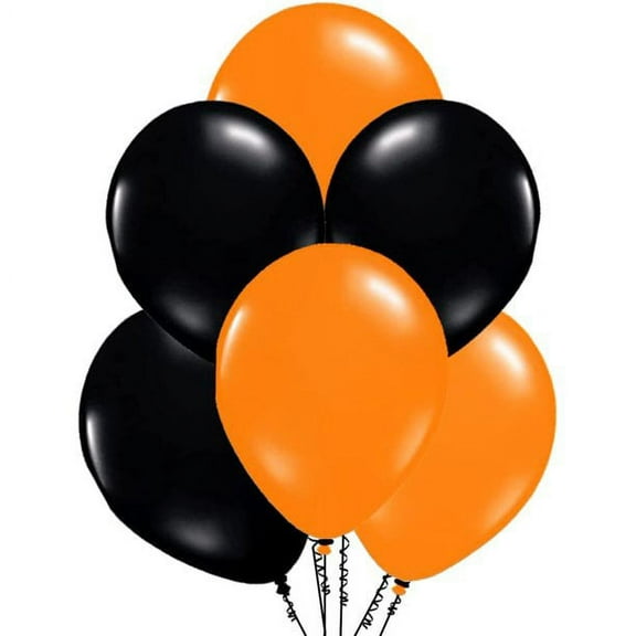 PMU Balloons 11 Inch PartyTex Orange and Black Latex Pkg/12