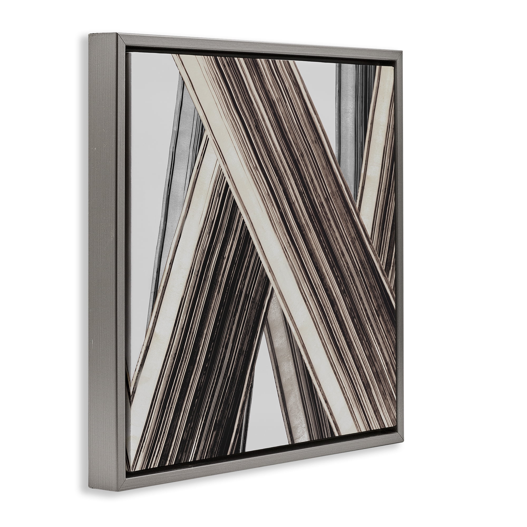 Stupell Industries Intersecting Lines Abstract Abstract Painting Gray Floater Framed Canvas Art Print Wall Art, 25 x 25