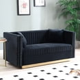 thumbnail image 2 of Contemporary Black Velvet Sofa | For Entertaining in the Living Room | Nailhead Trimmed and Stainless Base | Solid Frame for Maximum Stability, 2 of 3
