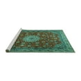 thumbnail image 2 of Ahgly Company Machine Washable Indoor Rectangle Medallion Turquoise Blue Traditional Area Rugs, 8' x 12', 2 of 4