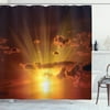 Antlers Curtains 2 Panels Set Black Deer On Sky Background West