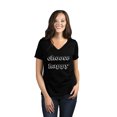 thumbnail image 2 of Choose Happy Women's Fashion Relaxed V-Neck T-Shirt Tee Heather Black X-Large, 2 of 5