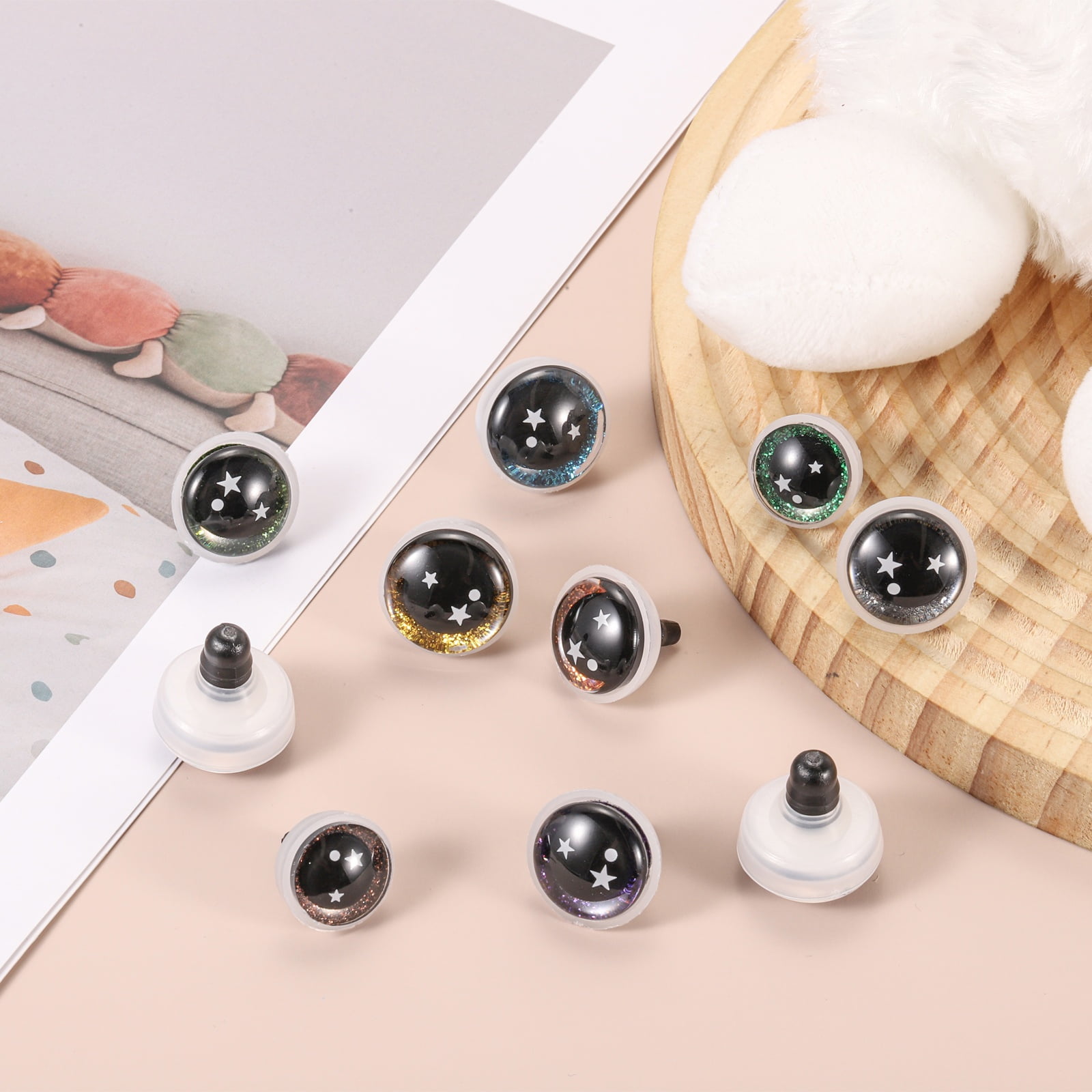 Uxcell 20mm Star Safety Eyes, 48Pcs Doll Crocheting Safety Eyes 8 Colors