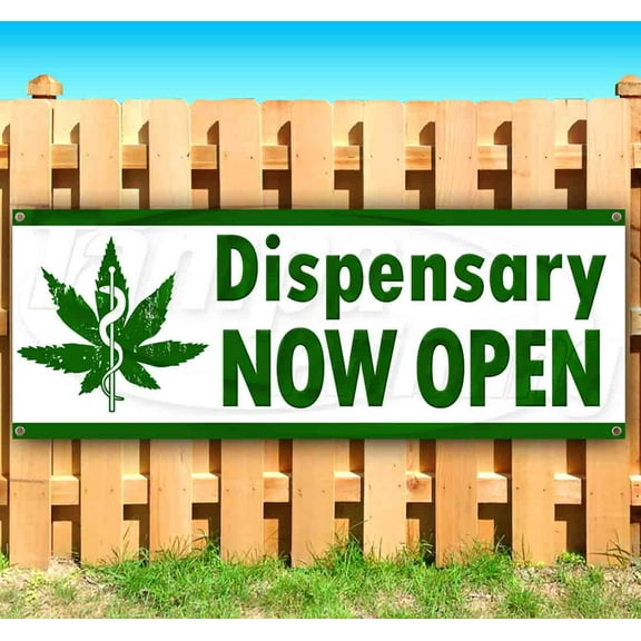 Dispensary Now Open 13 oz Vinyl Banner With Metal Grommets