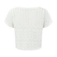 thumbnail image 6 of JIANJIA Tshirts For Women Cropped Crochet Sweaters Summer V Neck Tie Front Cardigan Short Sleeve Hollow Out Knit Bolero Tops T-Shirts Daily-Wear, 6 of 8