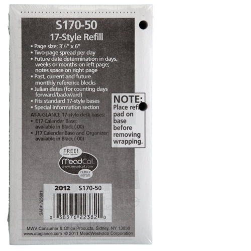 ATAGLANCE Financial Desk Calendar Refill, 3 1/2" x 6" S1705010