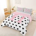 thumbnail image 2 of Manfei Initial Letter Alphabet Queen Comforter Set,Ribbon Bow Lovely Loves Comforter Sets Queen,Pink Reversible,3pcs,1 Comforter and 2 Pillowcases, 2 of 7