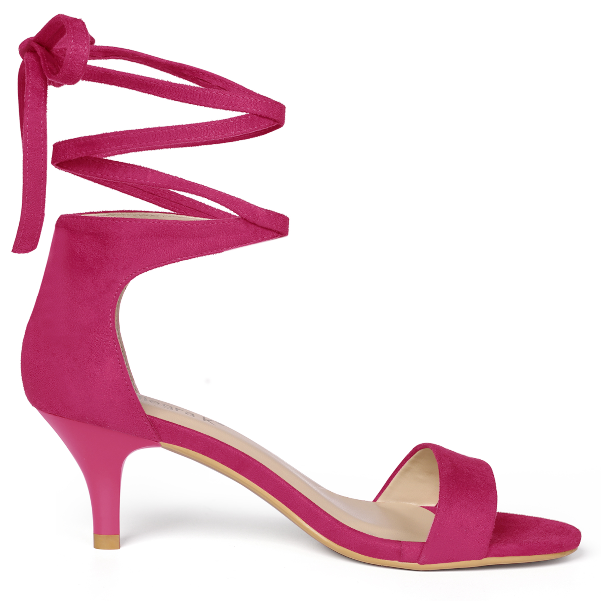DARING DIVA Women's Casual Stylish Lace Up Black Sandals with Kitten Heel Hot Pink 10