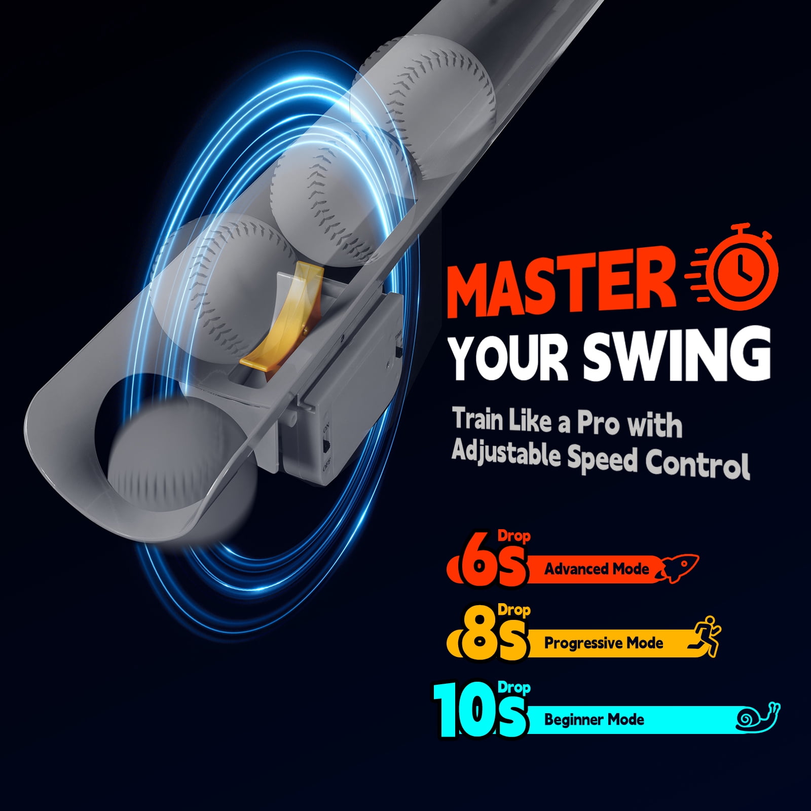 Baseball Auto Soft Toss Trainer with Rebound Net - Adjustable Height (52"-72"), 8-Ball Capacity, 6/8/10s Auto-Drop, Includes Carry Bag - For Baseball & Softball Training