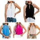 thumbnail image 2 of Blusa Sin mangas de mujer Minnieouse Color sólido Tie Neck Pullover Shirt Azul XL AP011055-14, 2 of 5