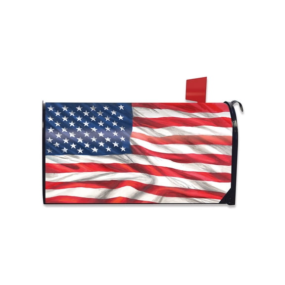 Briarwood Lane Everyday Mailbox Cover  - Standard Size - American Flag Waving Magnetic Mailbox Cover