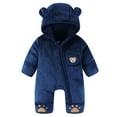 thumbnail image 2 of Baby Snowsuit Fleece Romper, Thicken Bear Hooded Jumpsuit For Toddler Girls Boys Infant Outfit Navy 3-4 Years, 2 of 3