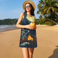 thumbnail image 3 of Balery Moonlit Skeleton Campfire Vestidos de verano para mujer con estampado: vestido holgado sin mangas, vestido playero informal y cómodo para días calurosos., 3 of 7