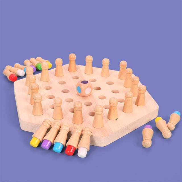 Juego de rompecabezas de bloques de juegos de ajedrez de madera para juego de mesa de padres e hijos 36 piezas Macarena Ajedrez de memoria
