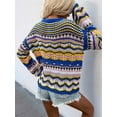 thumbnail image 3 of Women'S Colorful Sweater Crochet Open Knit Long Sleeve Crew Neck Oversized Sweater Blue S, 3 of 8