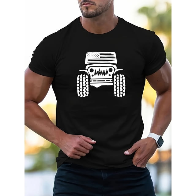 T-shirt à Manches Courtes en Coton 220g Imprimé pour Hommes, Col Rond, Décontracté, Mode Confortable Respirant Léger pour l'Été
