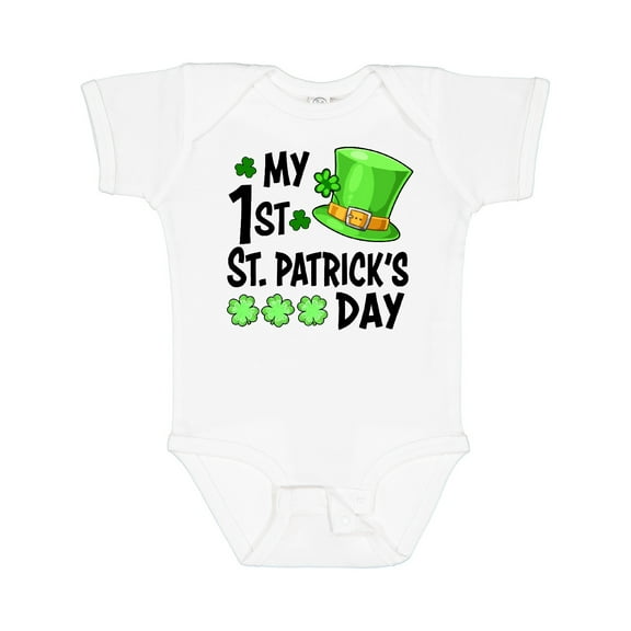 Inktastic My 1st St. Patrick's Day Green Top Hat and Clovers Boys or Girls Baby Bodysuit