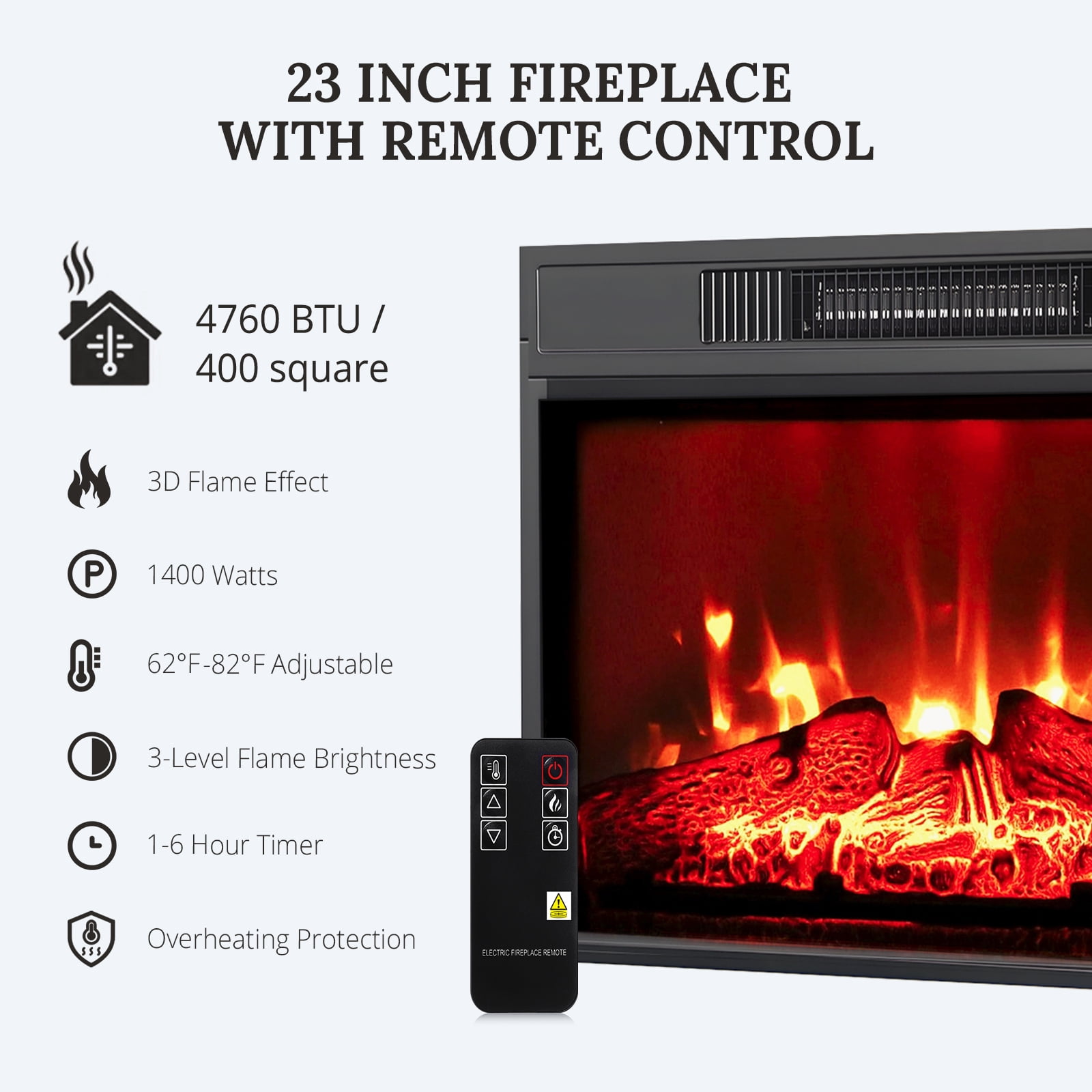 LGHM 44" Electric Fireplace with Mantel, Free Standing Fireplace Heater with LED Lights for Living Room, Bedroom, White & Brown