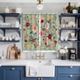 thumbnail image 2 of Sage Green Floral Kitchen Curtains 63 Inch Length, Spring Flowers Leaves Farmhouse Grommet Top Bedroom Living Room Curtains, Light Filtering Cafe Curtain Drapes 2 Panels Set 84''x63'', 2 of 9
