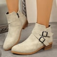 thumbnail image 2 of Pandaie Ankle Boots for Women Comfortable Low Stacked Heel Faux Leather Walking Short Booties Classic Casual Fall Winter Daily Dress Shoes Size 6‑9.5, 2 of 7