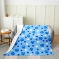 thumbnail image 2 of Cute Animals Paw Flannel Fleece Throw Blanket,Dog Paw Print Bed Blanket Kawaii Decor Fuzzy Blanket for Bed Sofa Couch,Bedroom Decor Blue Plush Blanket 40"x50", 2 of 6