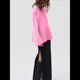 thumbnail image 5 of Suéter de Punto Holgado e Informal con Aberturas para Mujer, de Color Liso, con Cuello Alto, para Otoño e Invierno. Rosa L, 5 of 10