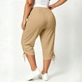 thumbnail image 5 of SwiftWear Women's Plus Size Capri Pants with Pockets Drawstring Hem Split Athletic Lounge Pants Soft Stretch Casual Summer Joggers, 5 of 8