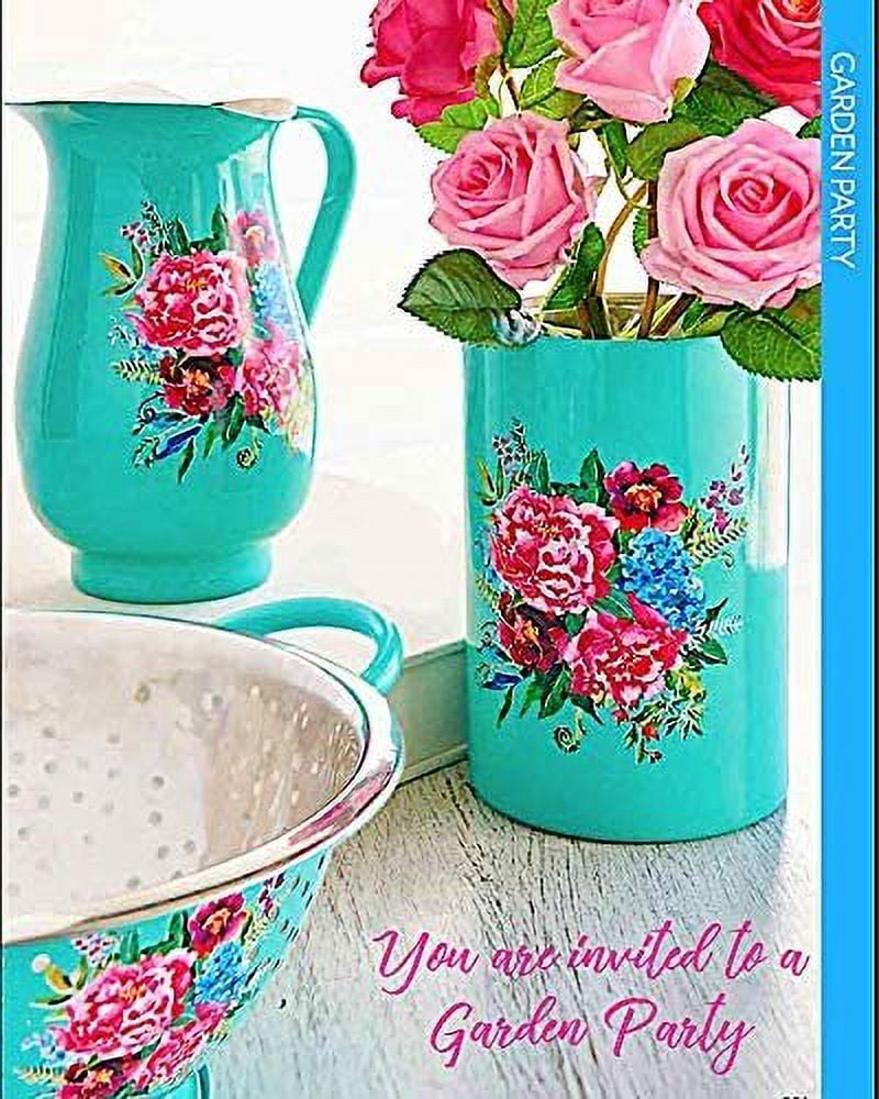RAZ Utensil Crock Holder Wine Bucket Stainless Steel Decorative Colorful Floral Design By Paul Brent (Bucket)