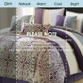 thumbnail image 4 of Lanco Damask 7-Piece Comforter Set, Purple/Beige California King, Soft & Breathable, Geometric, Medallion, 4 of 7