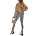 thumbnail image 5 of Long Sleeve Solid Cropped Bomber Jacket Women Loose Zipper Crop Coat with Pocket, 5 of 6