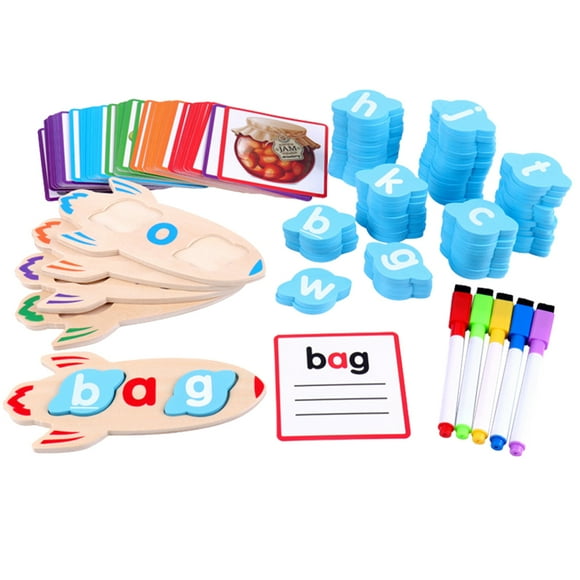 Miangastore Flash Cards Spelling Game Toys Assorted Color 1 Set 6.3X2.8X0.2In