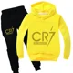 thumbnail image 3 of Conjunto de 2 piezas de ropa con capucha y pantalones con estampado de fútbol CR7 para niños y niñas de 3 a 14 años, chándal para primavera y otoño, 3 of 5