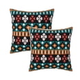 thumbnail image 1 of Velvet Decorative Throw Pillow Covers Set of 2, Soft Square Cushion Cover with Invisible Zipper Bohemian Ethnic Tribal Style Printing, 16"x16", 1 of 7