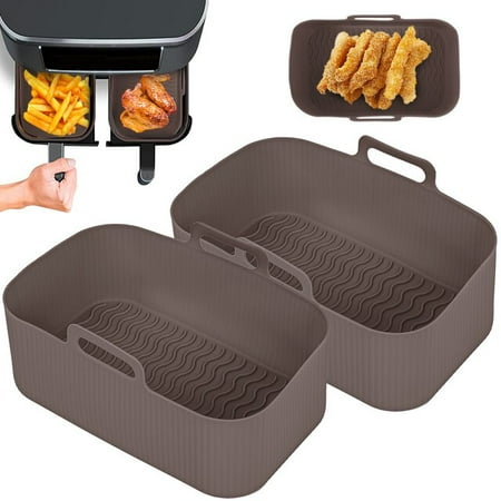 

DabuLiu 2PCS Air Fryer Silicone Tray Dish Dual 2 Basket Baking Pan Oven Pot Plate Liner Dual Air Fryer Accessories For Ninja Foodi