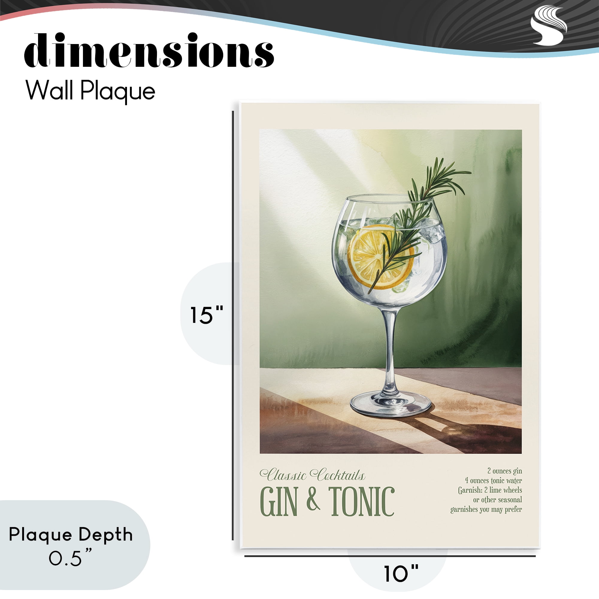 Stupell Industries Gin & Tonic Sun Rays Wall Plaque Art, design by Andreas Magnusson