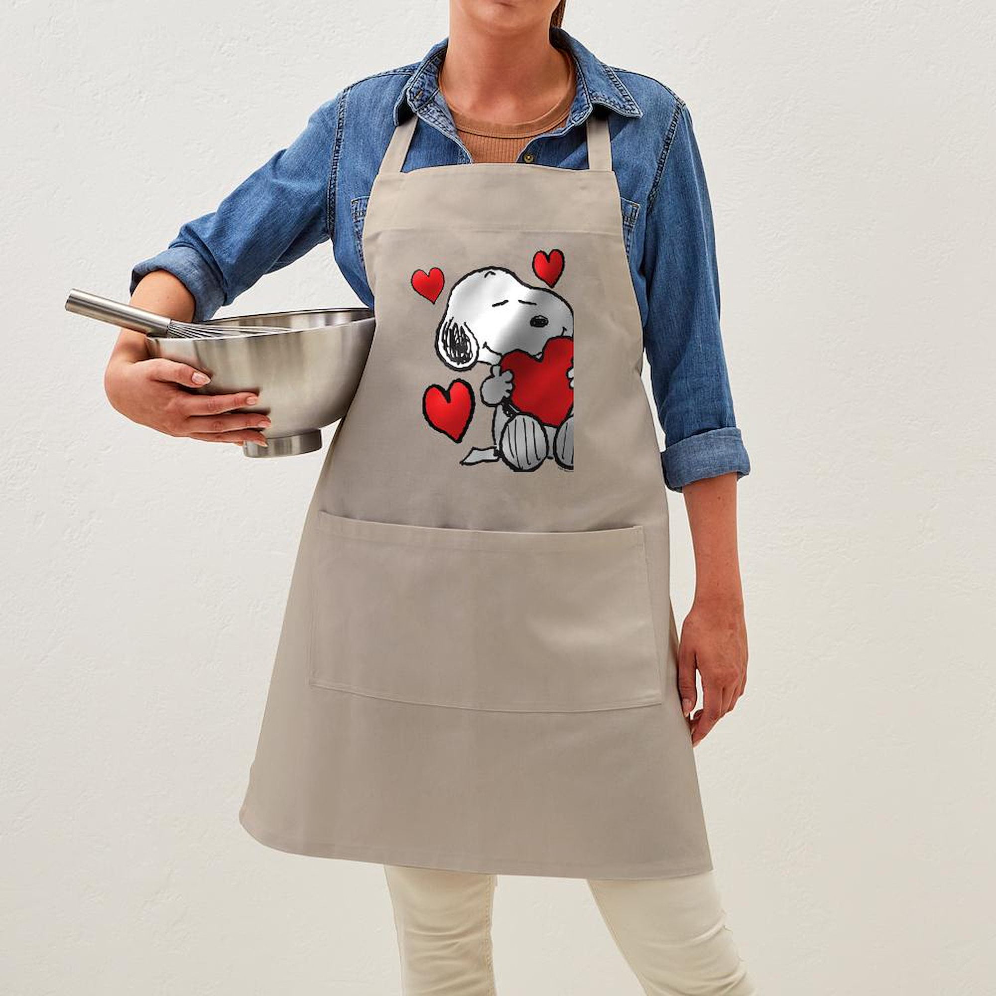 CafePress - Snoopy Hearts - Kitchen Apron with Pockets, Grilling Apron, Baking Apron
