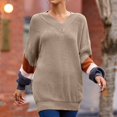 thumbnail image 6 of MYAOYI Womens Color Block Sleeve V Neck Sweater Oversized Knit Pullover, 6 of 8