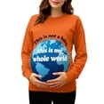 thumbnail image 2 of RKSTN Funny Maternity Sweatshirt for Women Plus Size Crewneck Pregnancy Graphic Print Sweatshirt Womens Casual Oversized Round Neck This is Not a Baby, This is My Whole World Print Sweatshirt, 2 of 7