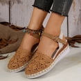 thumbnail image 3 of Wedge Low Heels for Women Closed Toe Lace Espadrille Sandals Formal Comfortable Spring Summer Casual Dressy Platform 2026 Ankle Strap Shoes Brown Size 10.5, 3 of 6