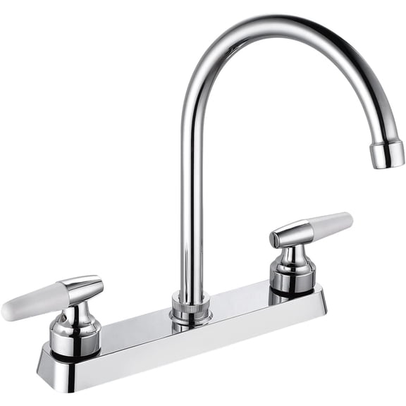 Zovajonia Chrome Two Handle Kitchen Faucet, High Arc Swivel Spout Stainless Steel Sink Faucet, Modern Commercial 3 Hole Kitchen Faucet Solid Brass