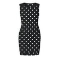 thumbnail image 2 of Robe d'Été pour Femmes avec Poches Robe Sans Manches Mini T-Shirt Extensible Décontracté Col Rond Froncé Court Robe pour Femmes Vêtements Adultes Noirs Taille TG, 2 of 7