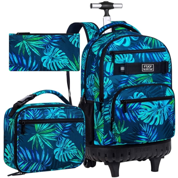Mochila rodante FTJCF para hombre de 21 pulgadas con ruedas enrollables, color verde