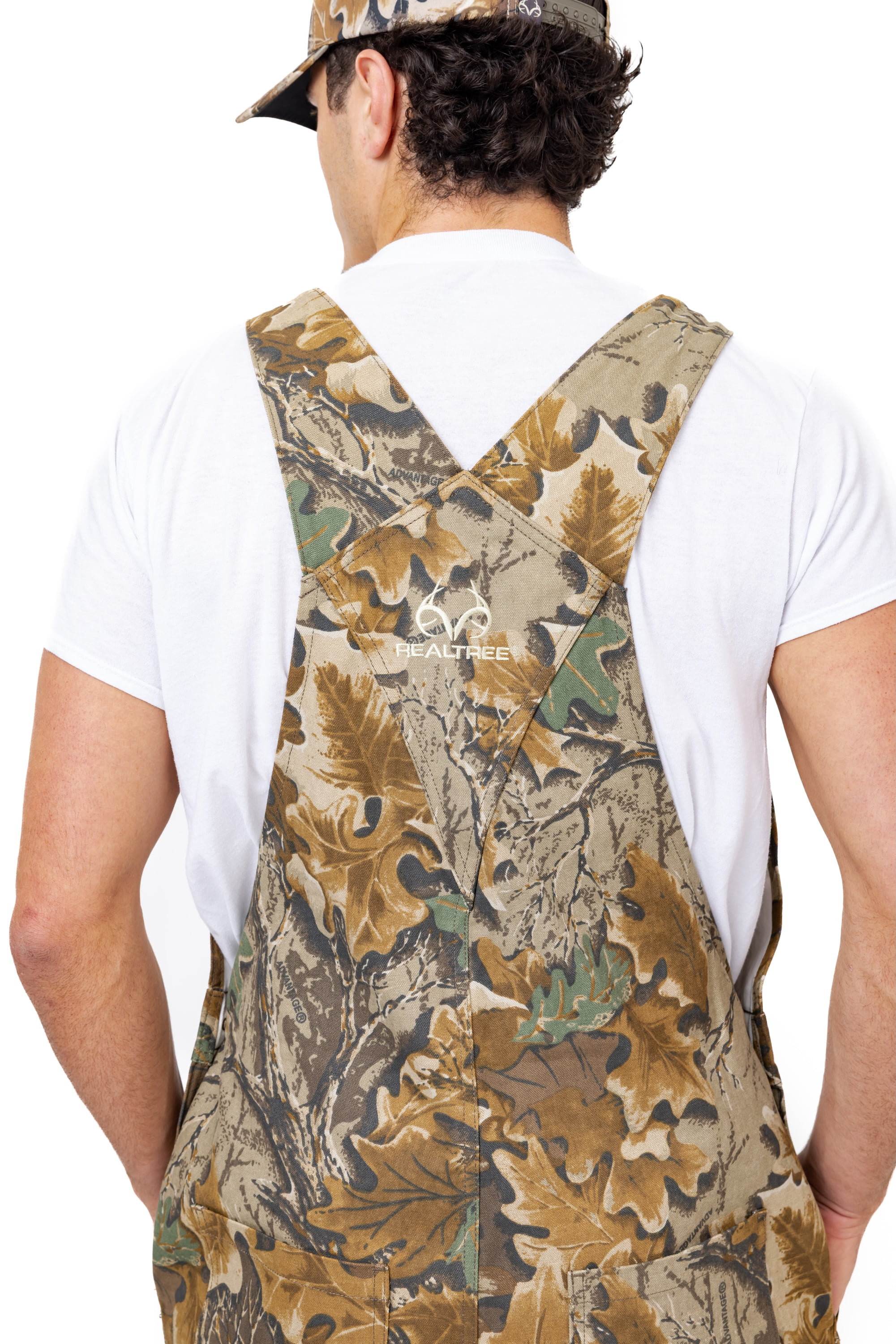 Realtree Men's Camo Hunting Cotton Bib Overalls, All-season Uninsulated Camouflage Bib Overalls for Outdoor Activities | Size L