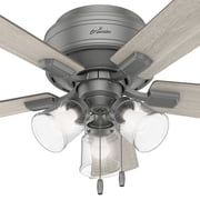 Hunter Fan 42 Crest field Matte Silver Low Profile Ceiling Fan with LED Light and Pull Chain