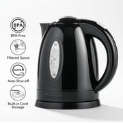 OVENTE Electric Kettle, 1.7L Fast Boiling Water Heater for Coffee or Tea, BPA Free with Water Level Gauge, Auto Shut-Off, Boil-Dry Protection, Indicator Light and Removable Filter, Black KP72B