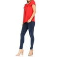 thumbnail image 4 of Women's Casual Solid Pleated Front Petal Cap Sleeve Round Neck Tee Blouse Top, 4 of 6
