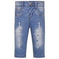 thumbnail image 1 of KIDSCOOL SPACE Baby Girls Little Kid Elastic Ripped Jeans StoneWashed Pants,3-4 Years, 1 of 8