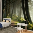 thumbnail image 2 of Peel and Stick Wallpaper Waterproof Mystical Woodland Dense Forest Trees Moss Sunlight Filtering Trees Wall Mural Decor Self Adhesive and Removable 100in x 144in, 2 of 8