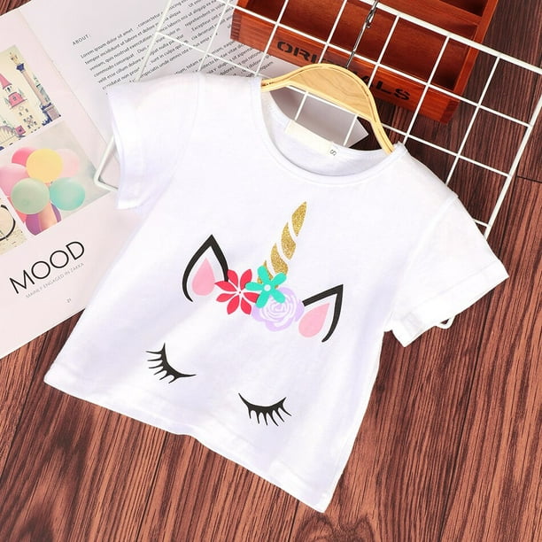 Unicorn Cartoon T Shirt Birthday Gift Number Clothes Graphic Kids  Boys&Girls Clothes Children Tops Short Sleeved